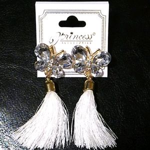 White Butterfly Crystal Tassel Earrings🤍
